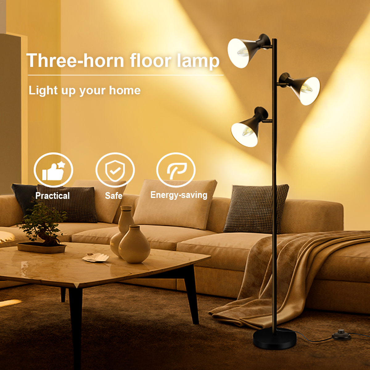 HCP037 三头喇叭落地灯